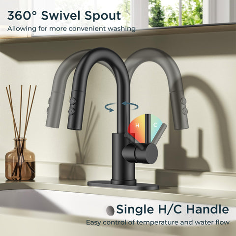 FORIOUS single-hole compatible design fits 1- or 3-hole sinks