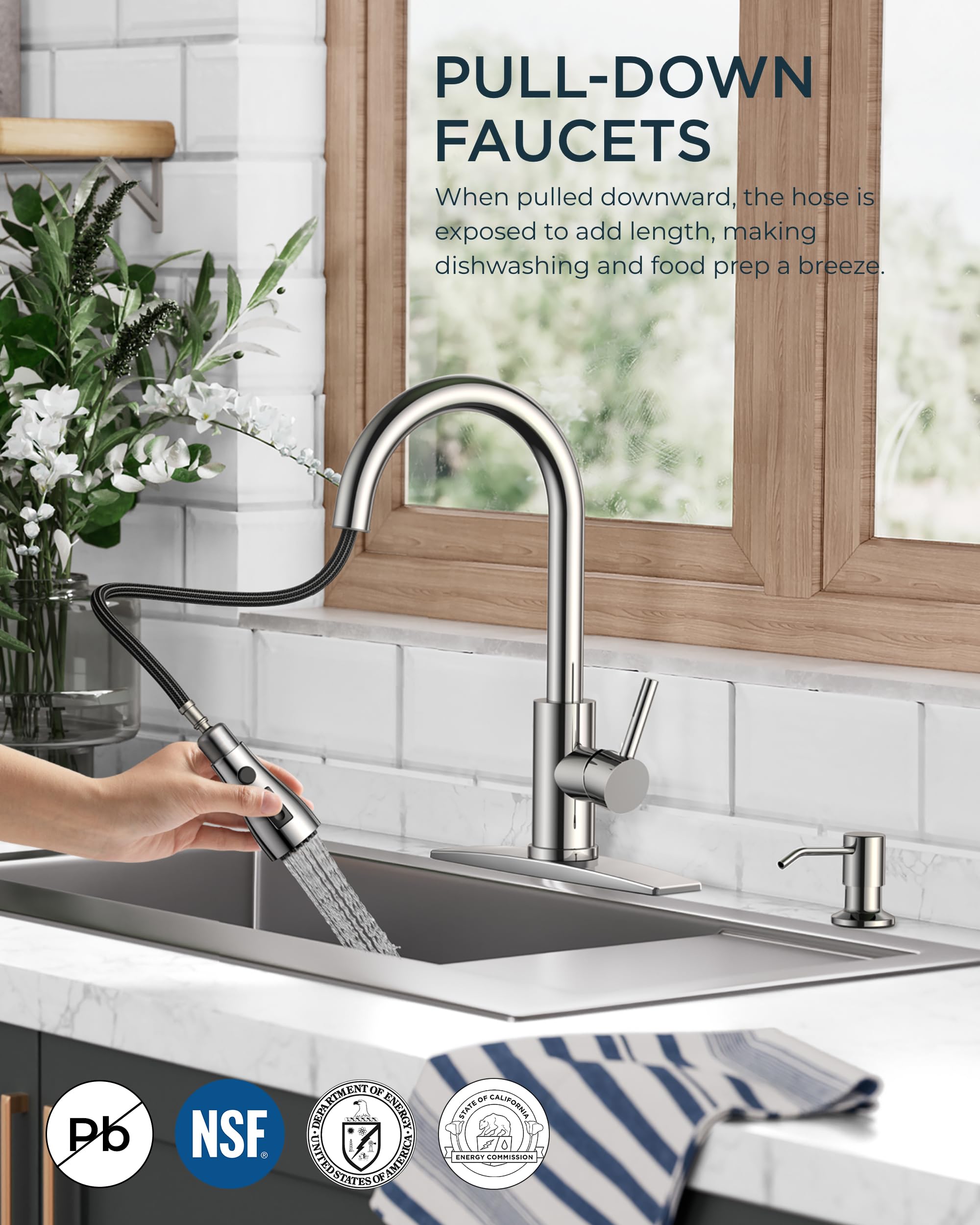 Soap dispenser integrated with FORIOUS faucet for easy access at the sink