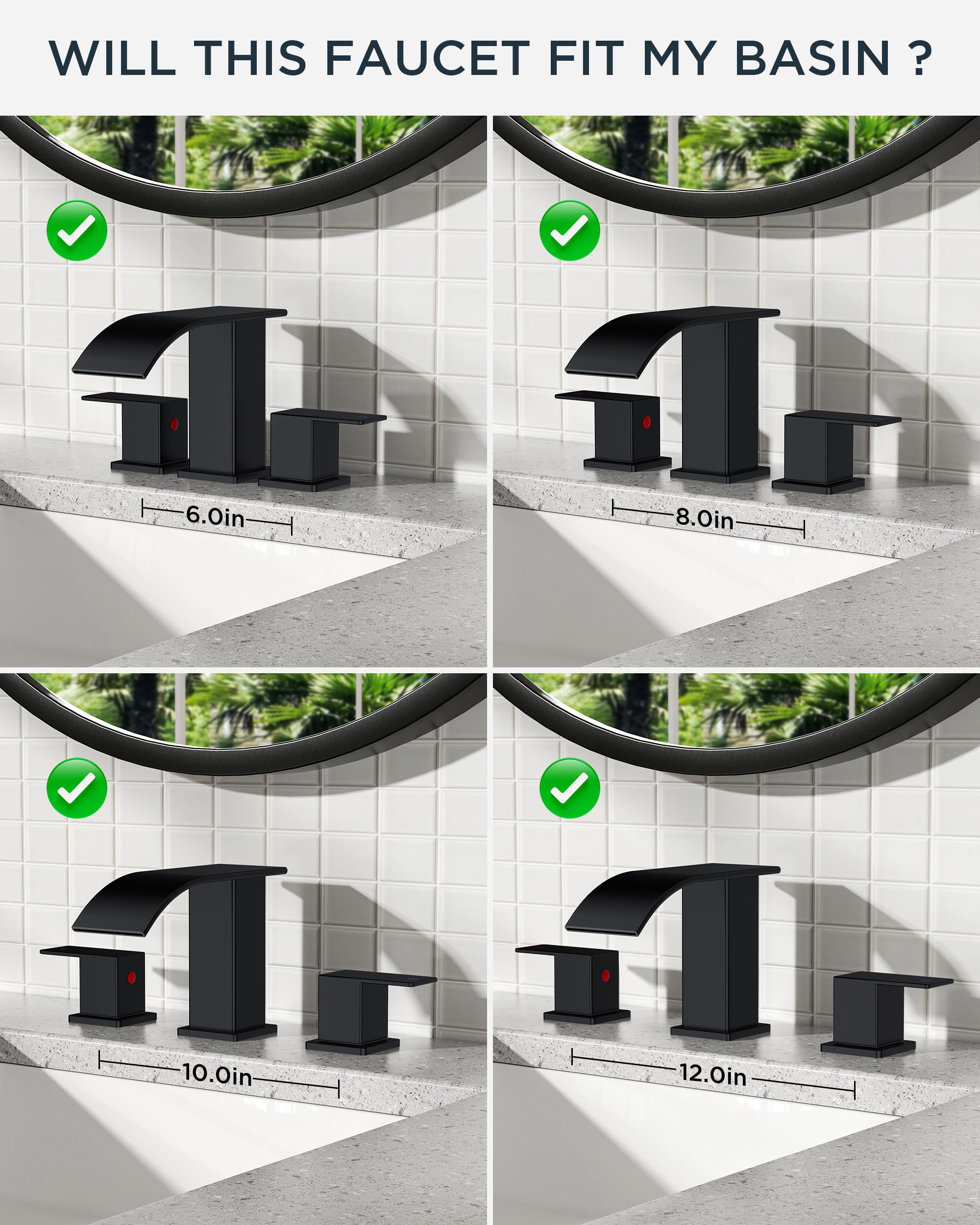 Forious square matte black faucet with SUS304 durability.