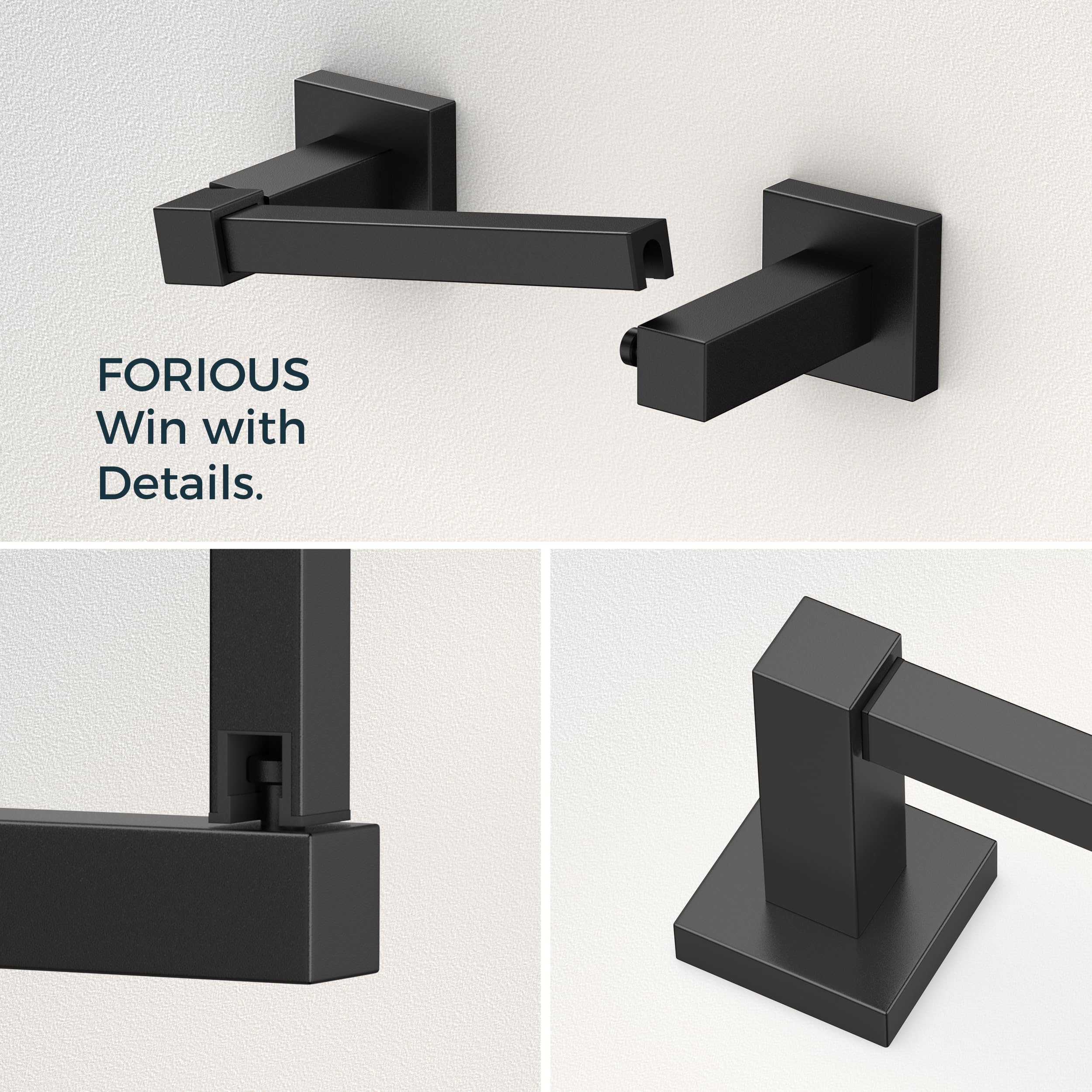 FORIOUS square towel ring adds minimalist storage to bathroom decor.
