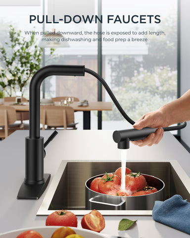 FORIOUS stainless steel finish faucet adds durability and modern style to any kitchen.