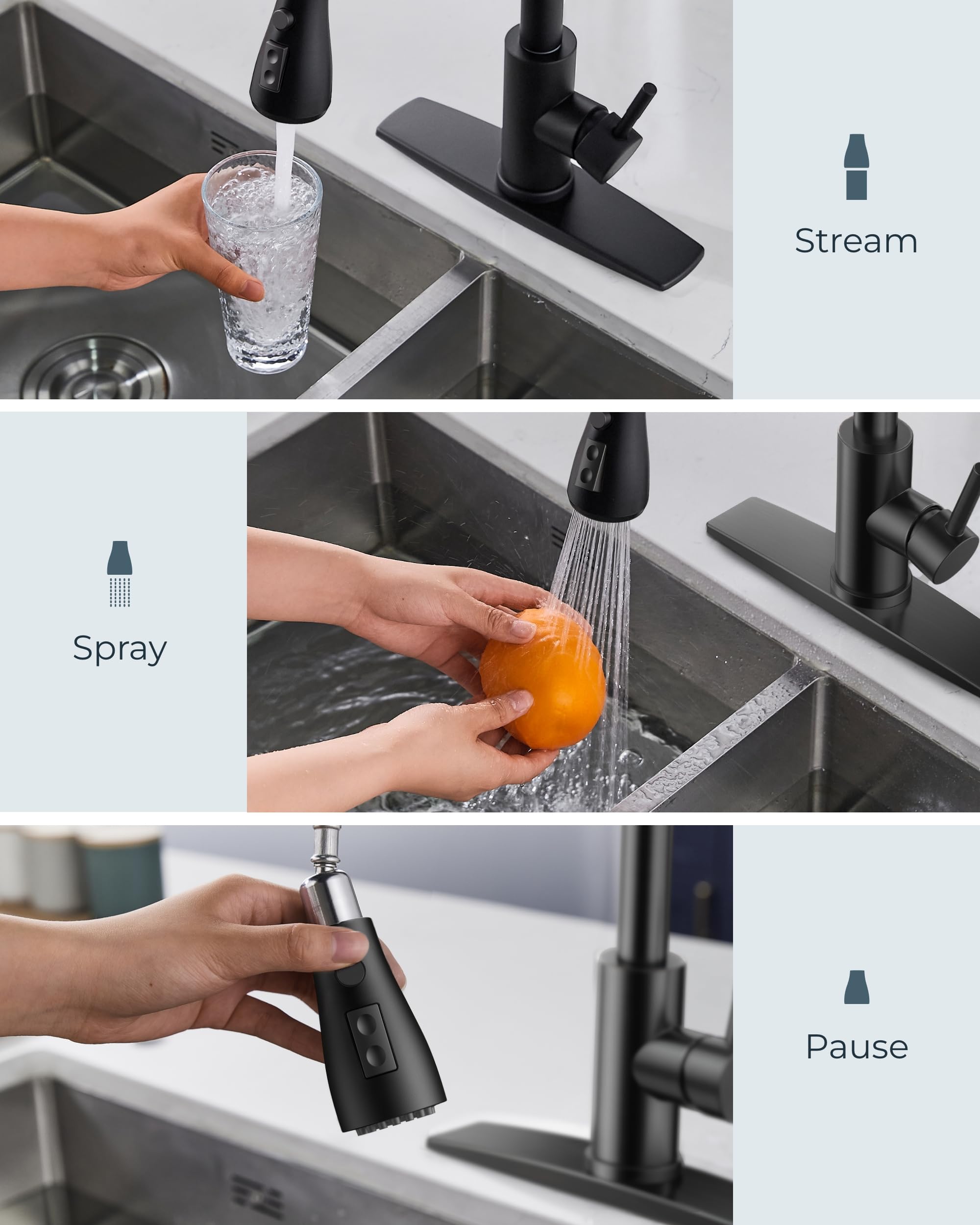 FORIOUS stainless steel high arc faucet showcasing ample sink coverage