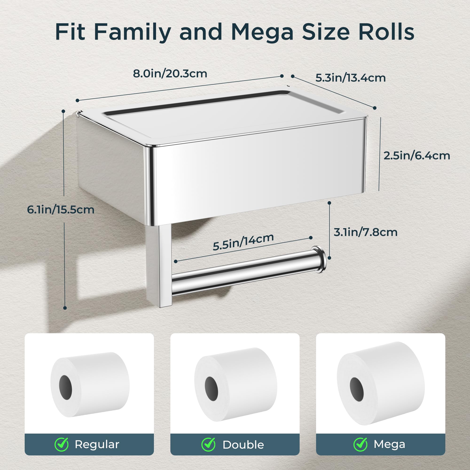FORIOUS SUS304 stainless steel wall mount, rust-resistant and easy to clean.