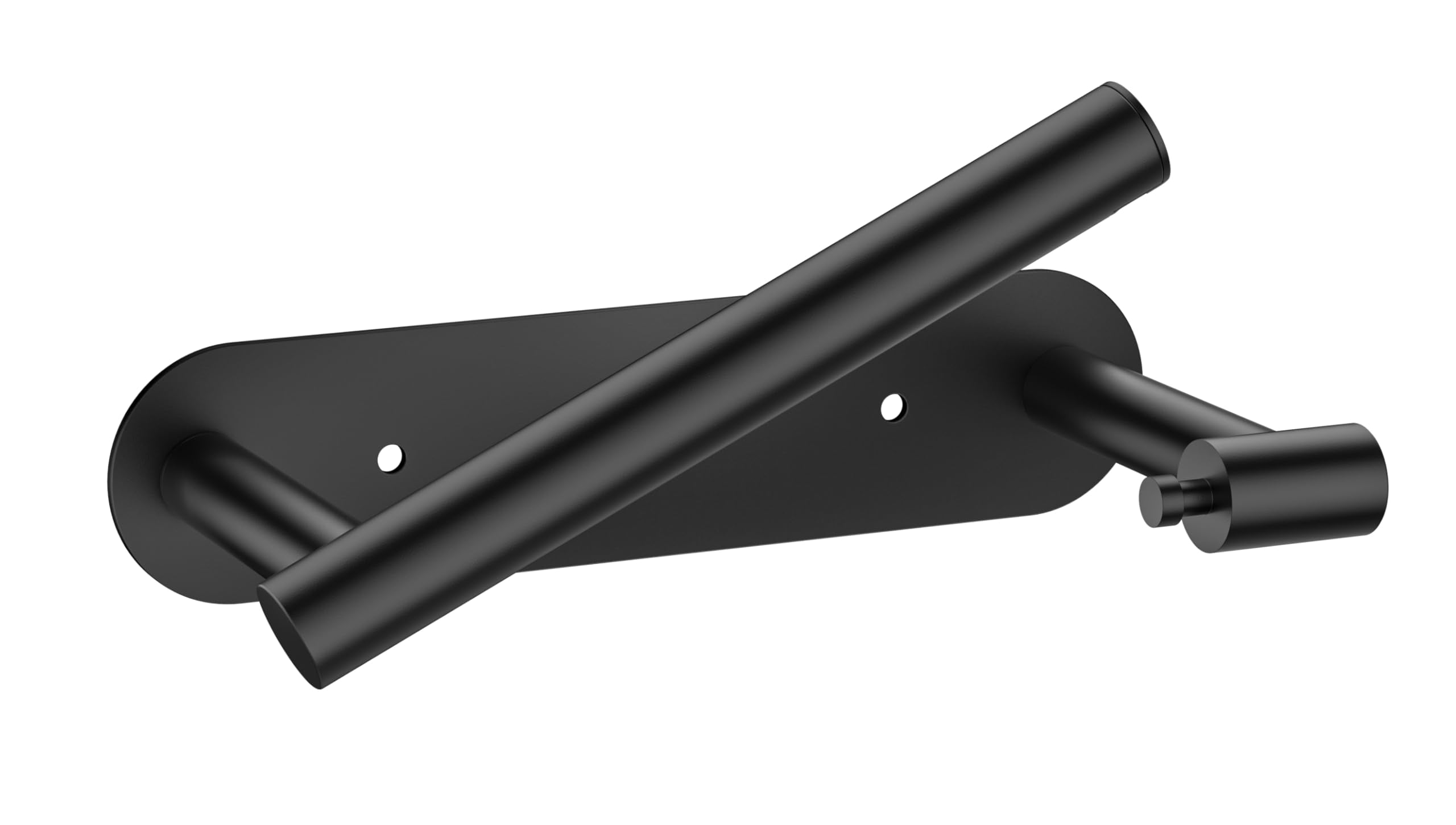 FORIOUS toilet paper holder with adhesive wall mount shown in matte black for easy drill-free installation