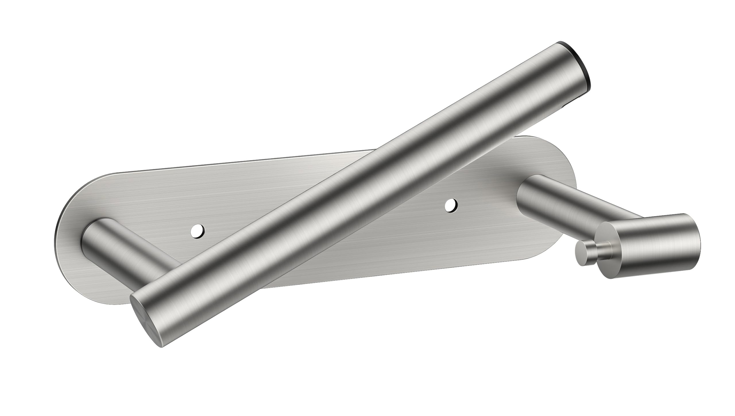 FORIOUS toilet paper holder with brushed nickel finish, self-adhesive install for quick setup.