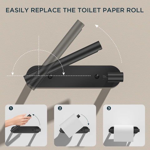 FORIOUS pivoting tissue bar enabling smooth roll changes in modern bathroom setting
