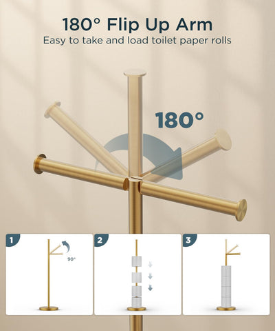 Forious storage rod holds four spare rolls for convenient access