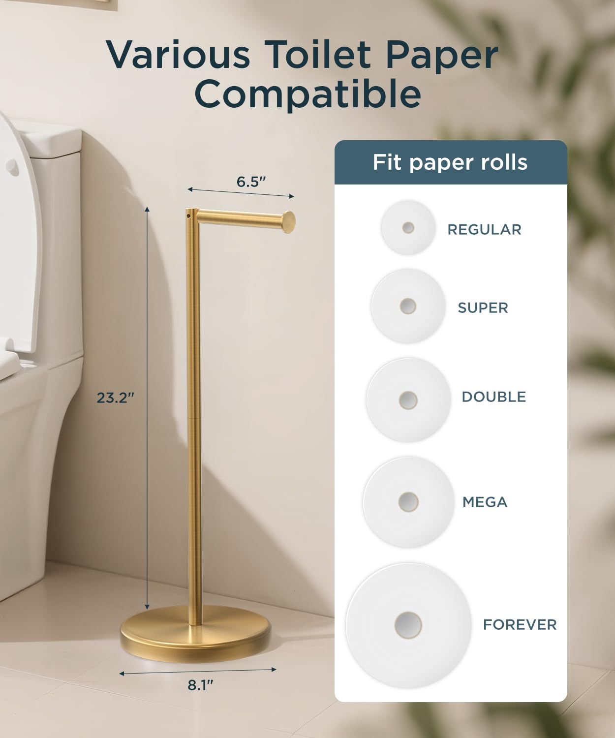 Forious brushed gold look suits modern bathrooms beautifully