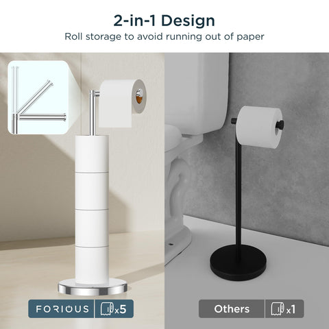 FORIOUS storage keeps extra rolls neatly accessible for quick replacements.