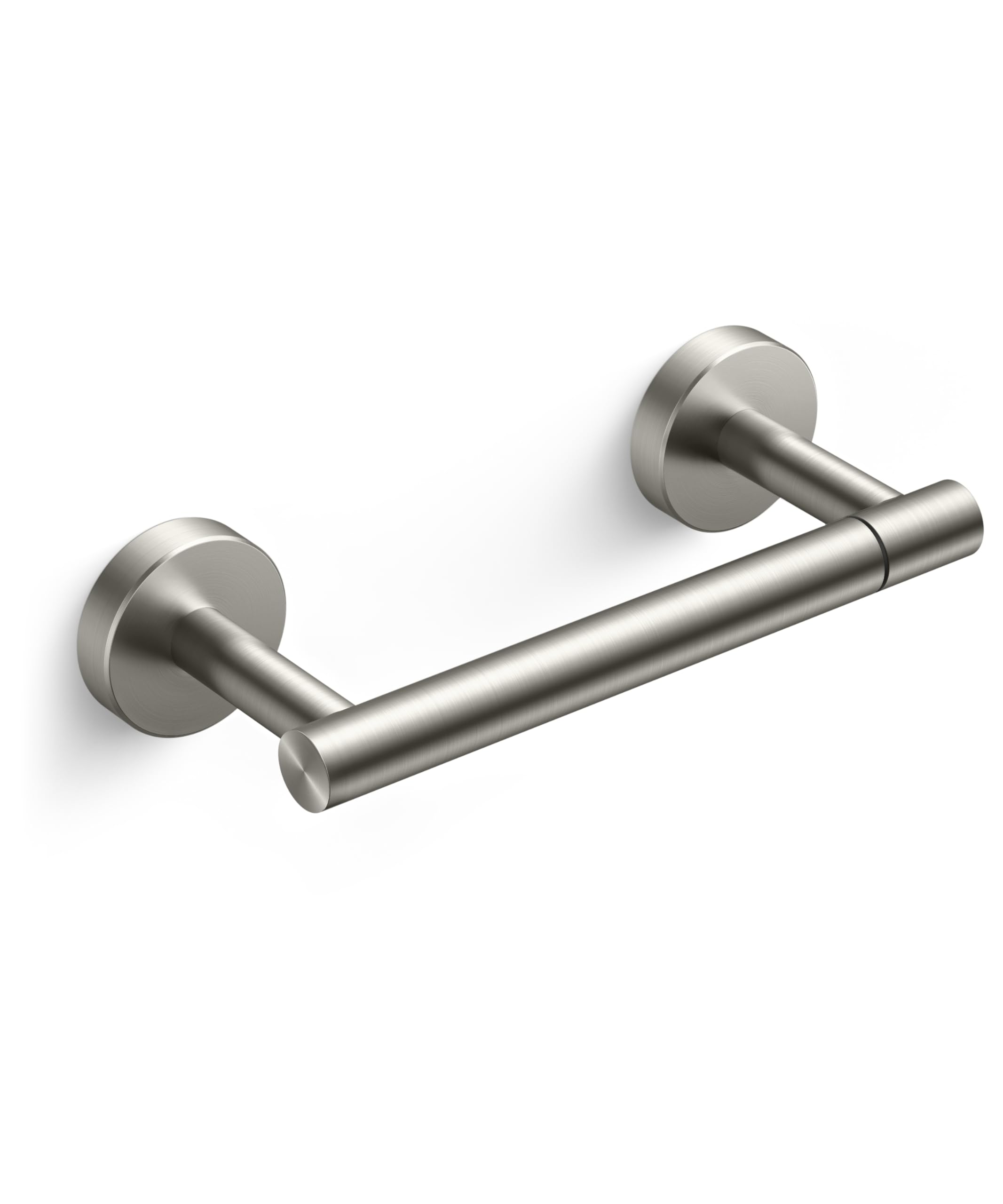 FORIOUS wall mount pivoting double post toilet paper holder keeps rolls secure.