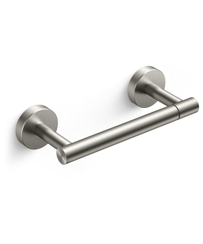 FORIOUS wall mount pivoting double post toilet paper holder keeps rolls secure.