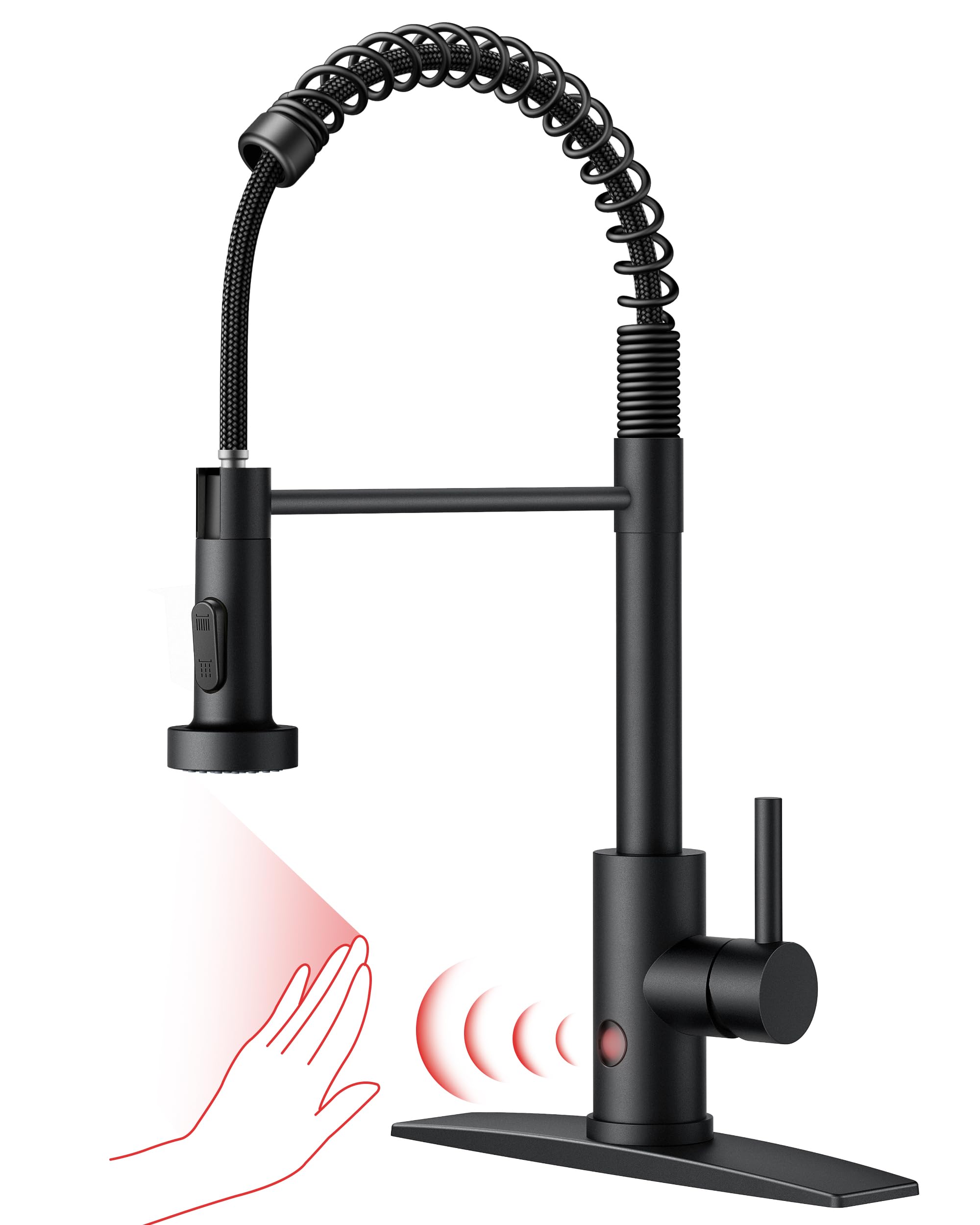 FORIOUS touchless kitchen faucet black offers hands-free control for mess-free meal prep.