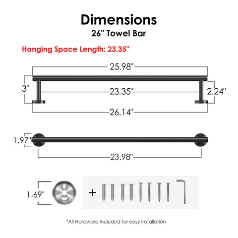 FORIOUS 24-inch center-to-center bar in use for towels