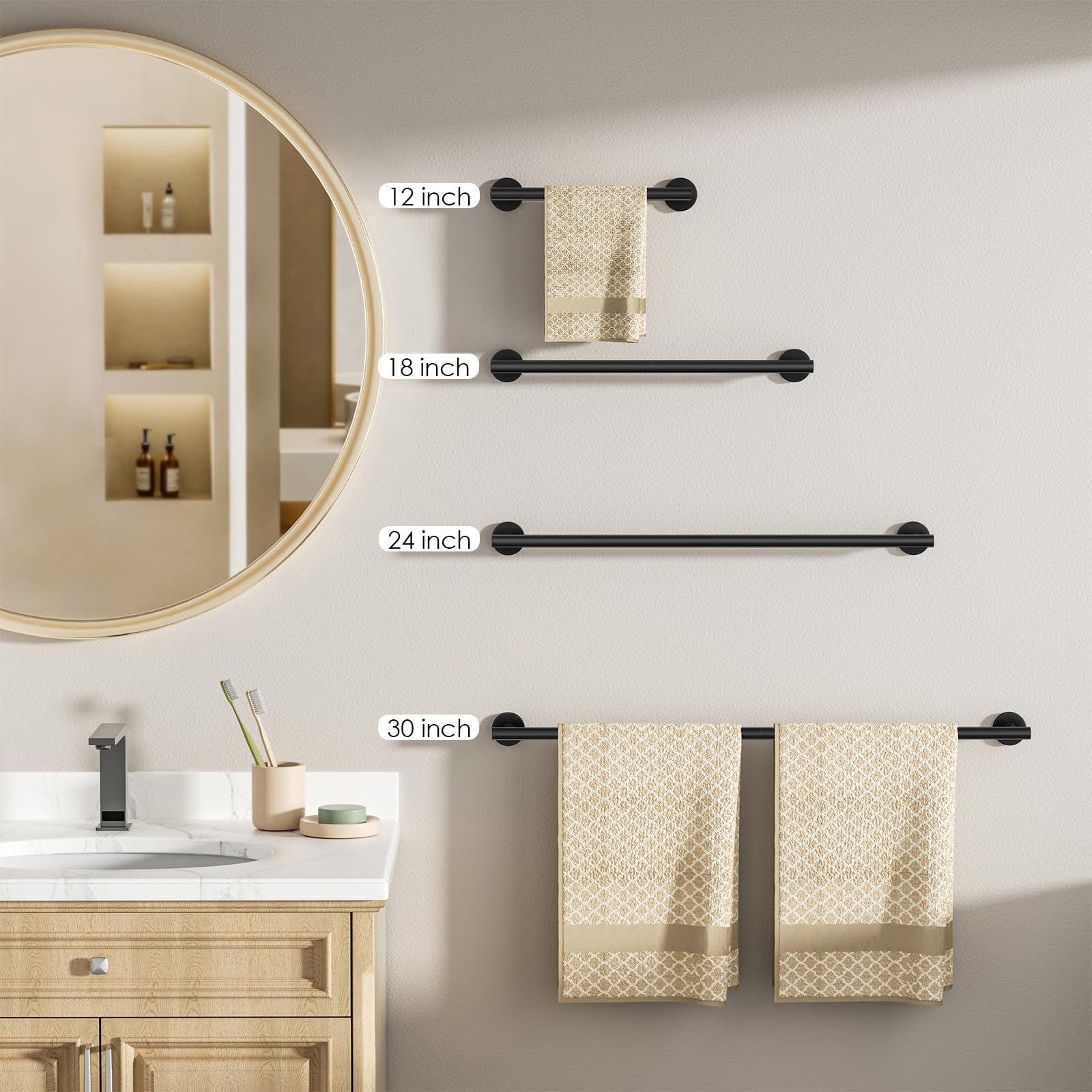 FORIOUS towel bar wall mounted installed in bathroom setting