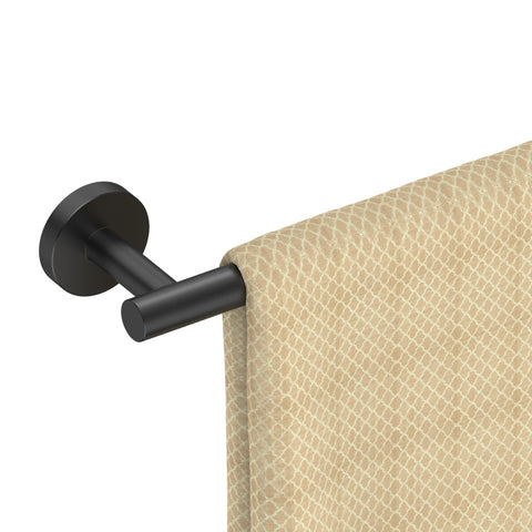 FORIOUS towel bar in matte black mounted on wall for a clean, modern look