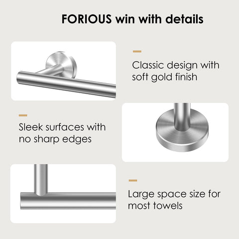 FORIOUS towel rack 2.3-inch gap promotes airflow for faster drying.
