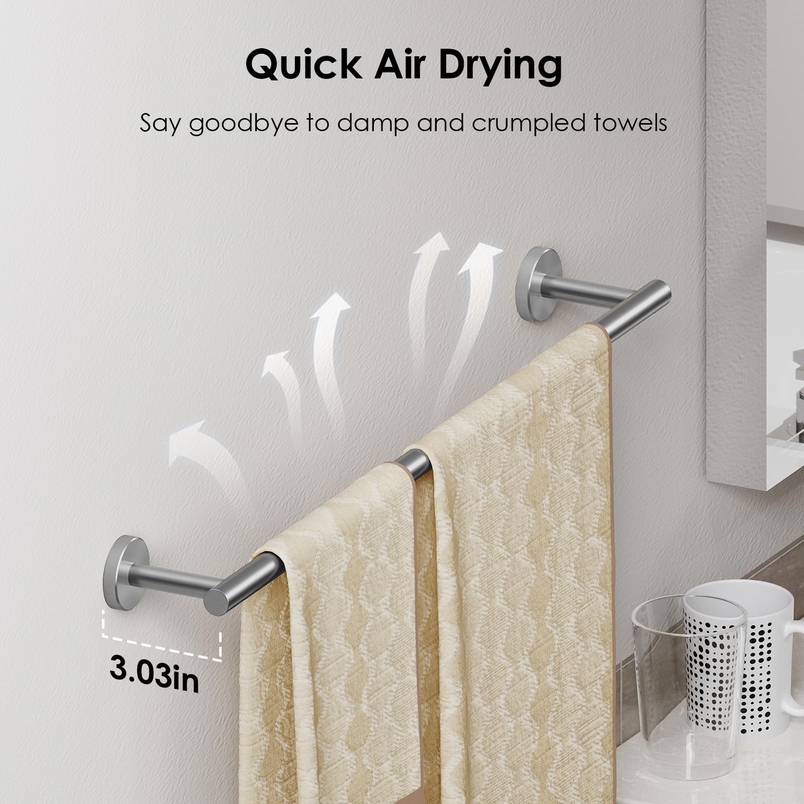 FORIOUS towel rack mounting kit included with template and anchors for clean setup.