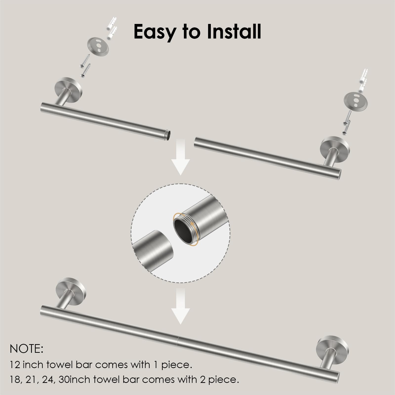 FORIOUS towel rack wall-mount hardware included for easy installation.