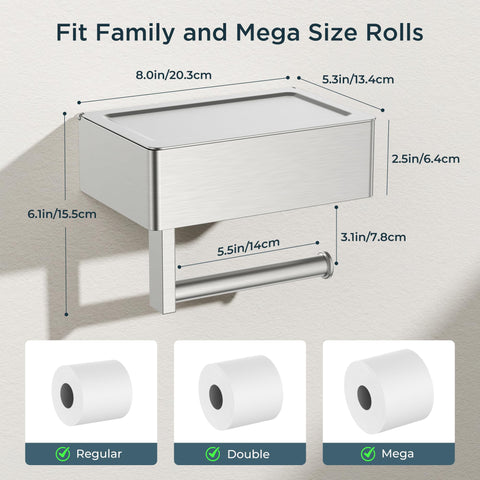 FORIOUS wall-mounted toilet paper dispenser, space-saving bathroom solution