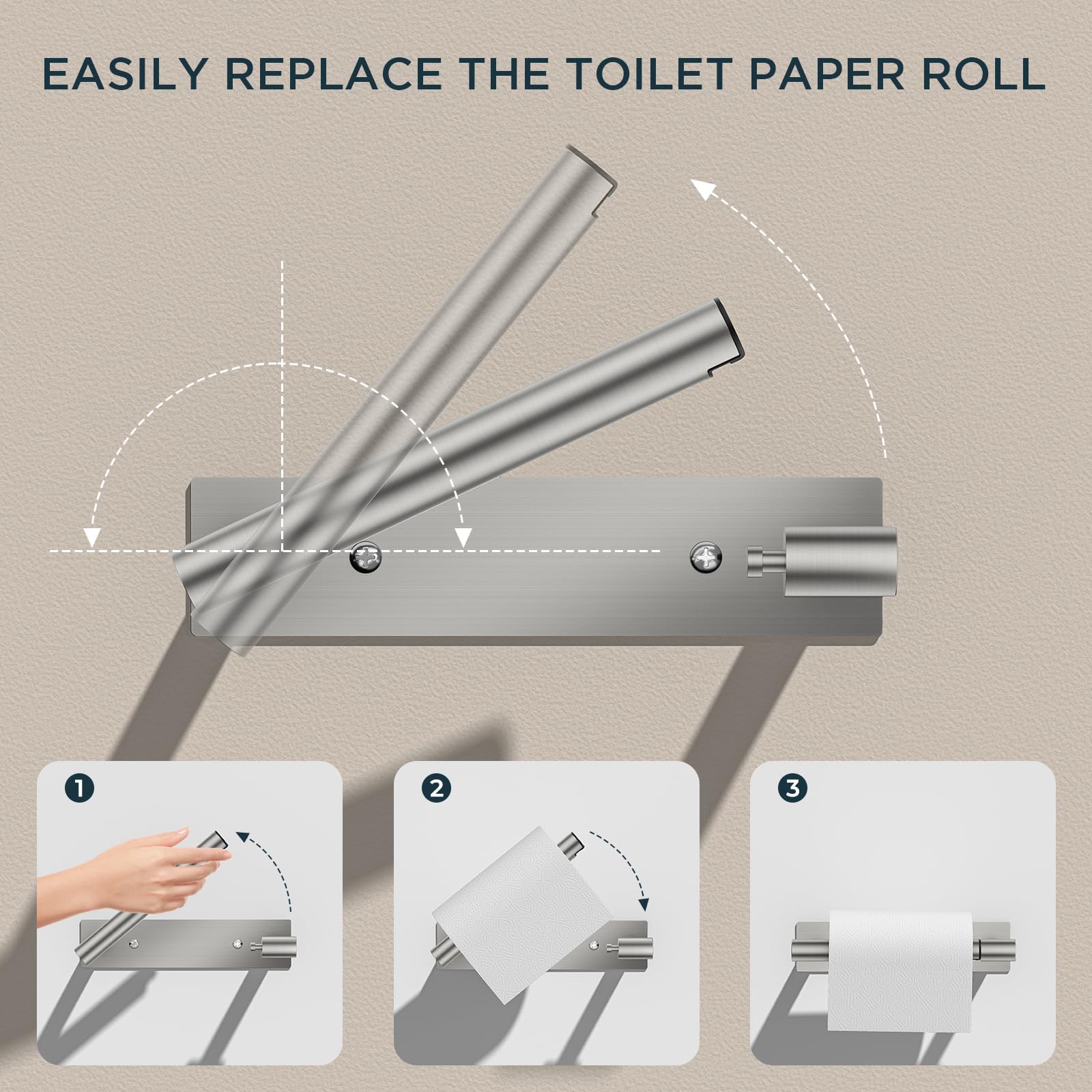 FORIOUS wall-mounted toilet paper holder with screws demonstrates secure installation for reliable daily use.