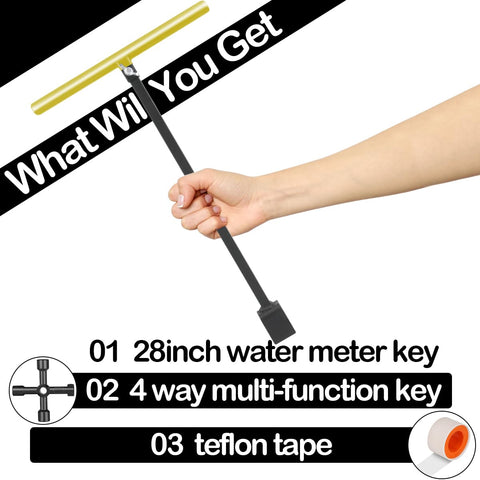 Forlivese water meter key 28inch includes seal tape for better sealing