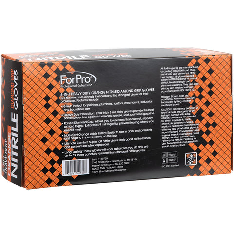 ForPro orange nitrile gloves latex-free and powder-free for comfortable wear