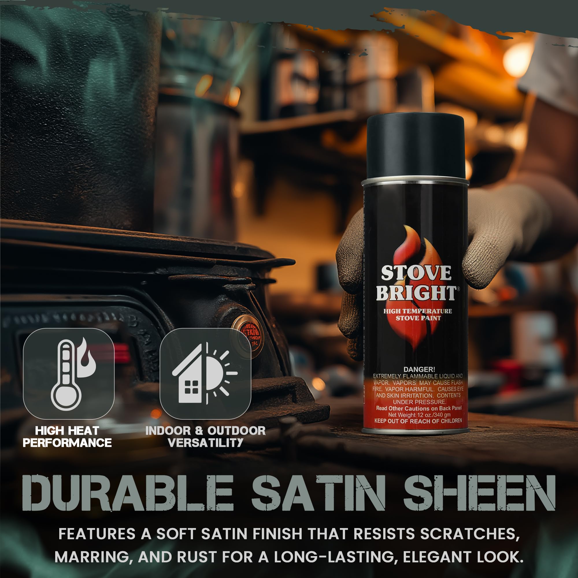 Forrest Paint Stove Bright 6304 sprayed stove panel with matte finish