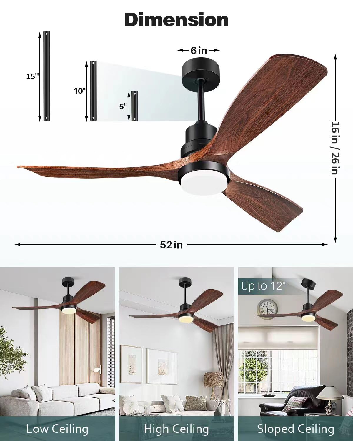 Forrovenco fan walnut blades provide rustic style and effective airflow.