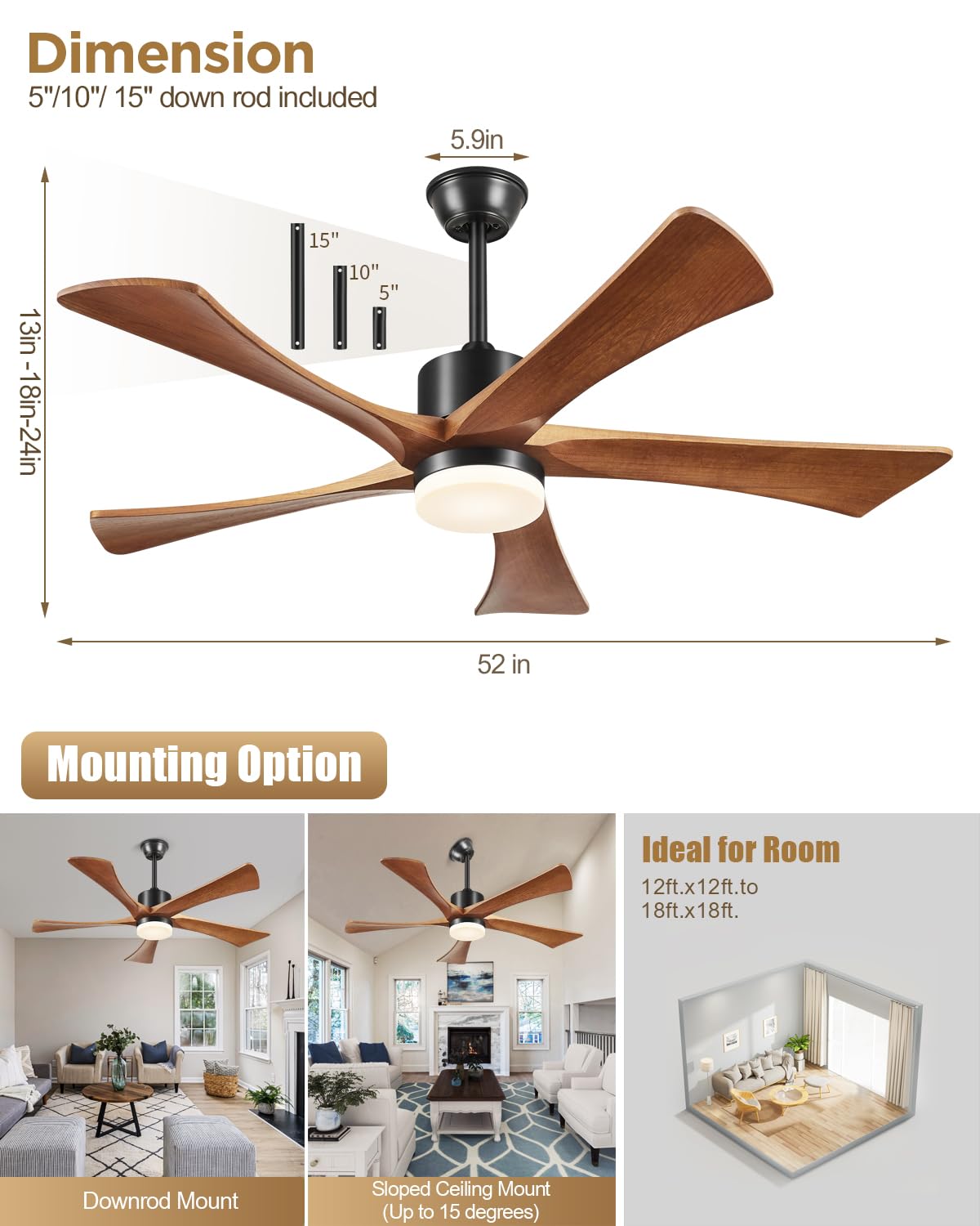 Forrovenco outdoor patio ceiling fan remote for easy control.