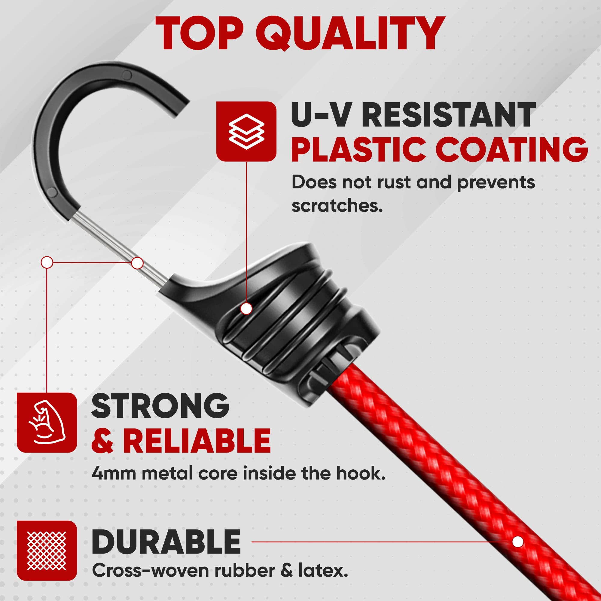 FORTEM bungee cords 24in provide reliable tension for tarps and gear