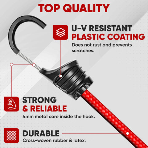 FORTEM bungee cords 24in provide reliable tension for tarps and gear