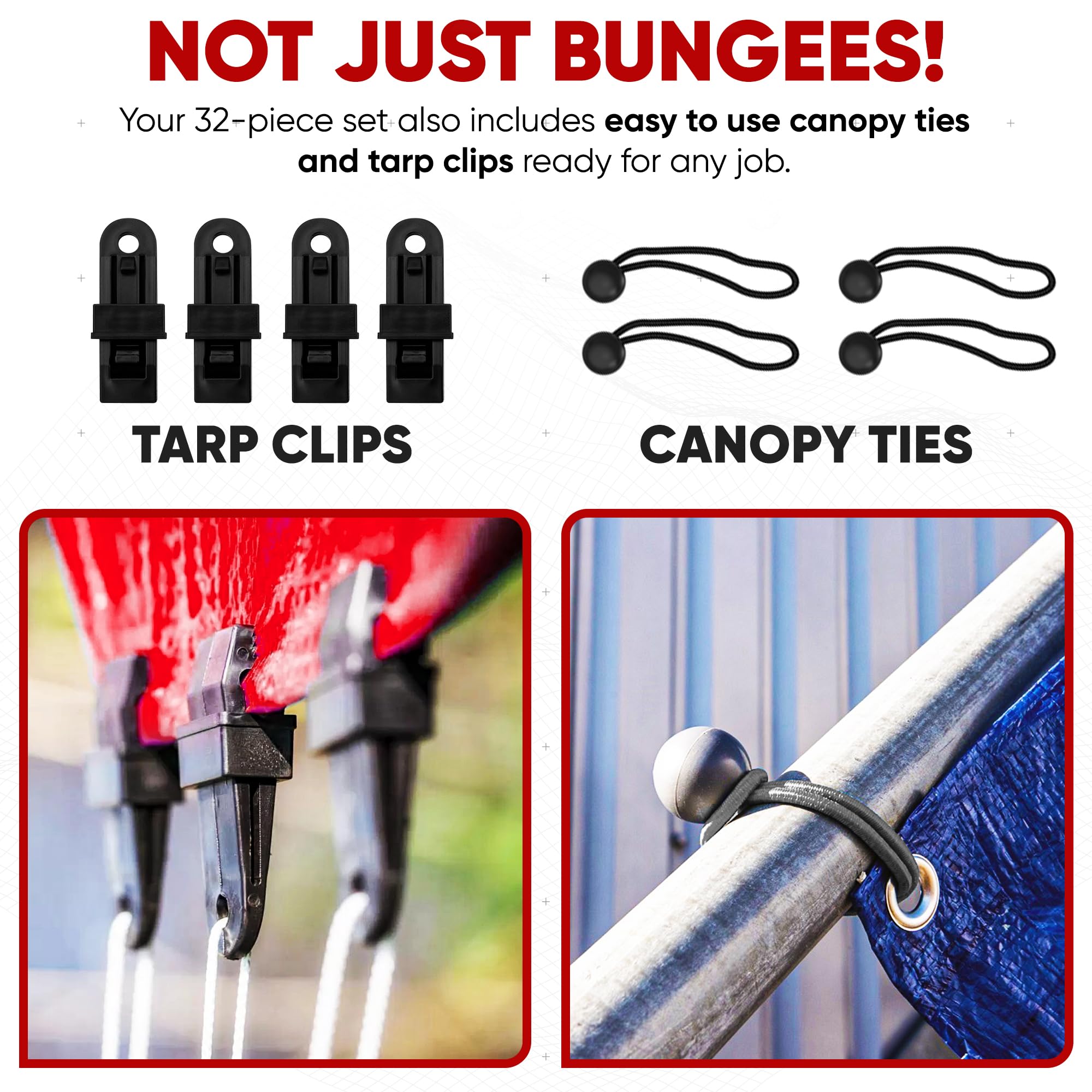 FORTEM canopy tarp ball ties 8in help secure canopies and tarps quickly