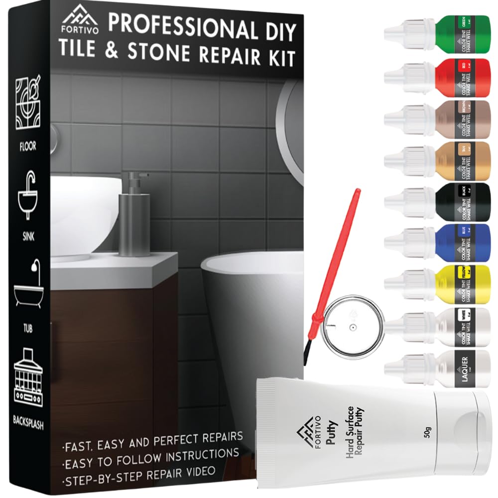 FORTIVO porcelain repair kit restoring chipped tile surfaces for a seamless look
