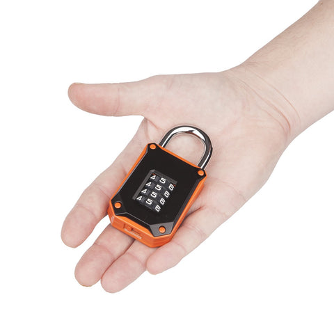 Hardened steel shackle detail emphasizes strength against tampering.