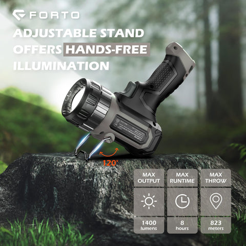 FORTO compact spotlight built with durable ABS construction for rugged outdoor use