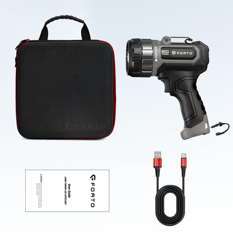 FORTO compact spotlight with included hands-free stand for versatile mounting