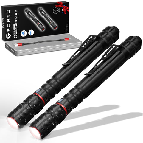 FORTO rechargeable pen light with clip delivers 400 lumens for inspections.