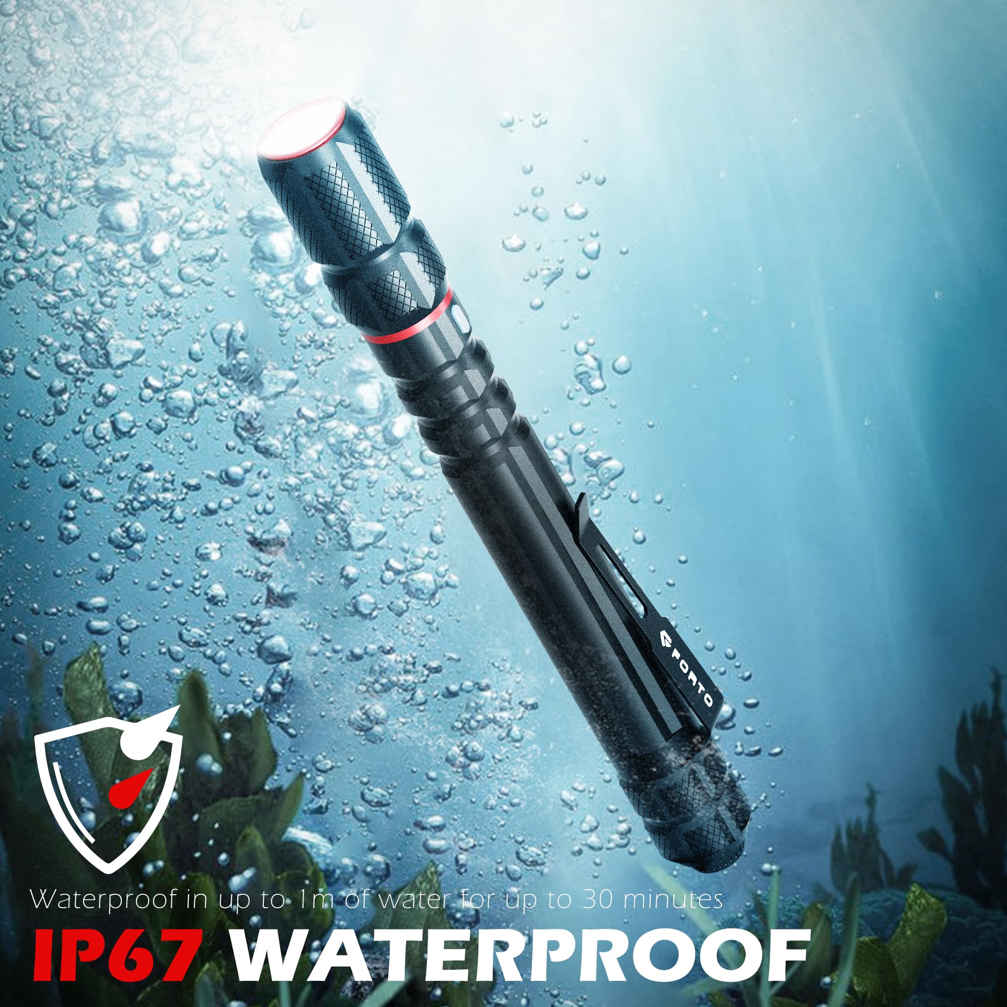 FORTO pen light clip enables hands-free pocket carry for tasks.