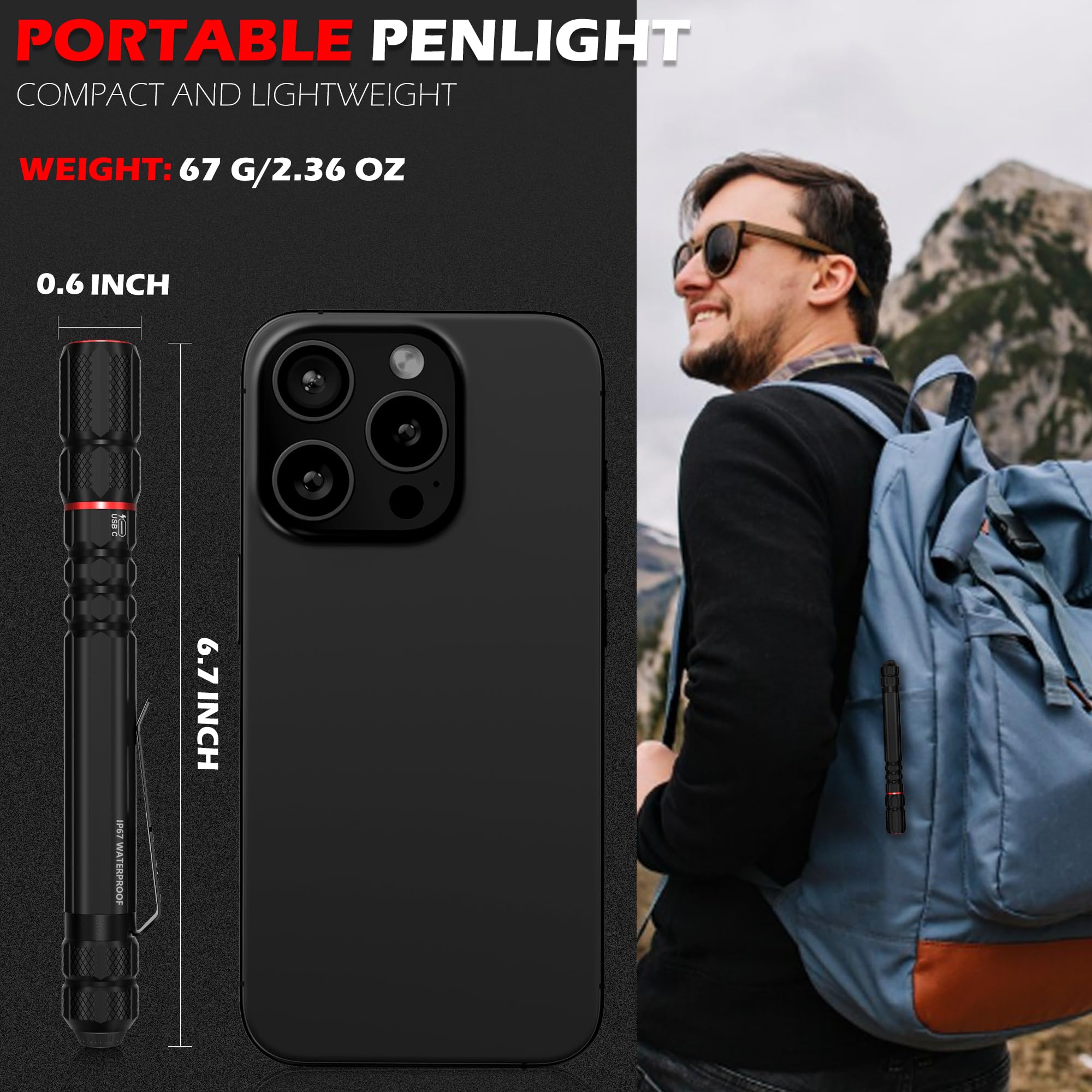 FORTO pen light offers up to 8 hours in low mode for long tasks.