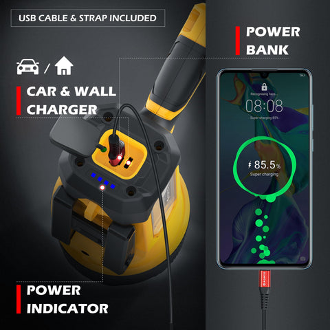 FORTO spotlight features a 120-degree adjustable stand for flexible coverage