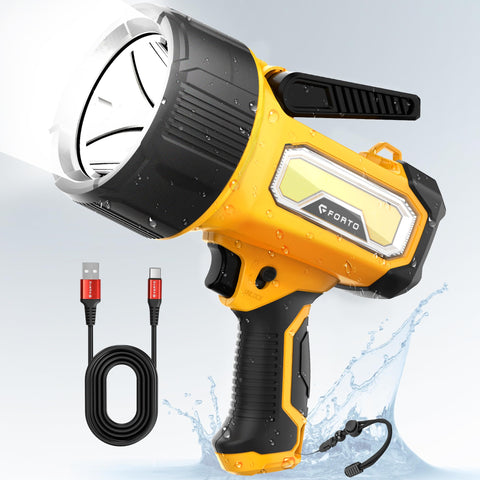 FORTO Rechargeable Spotlight with a powerful beam for outdoor visibility