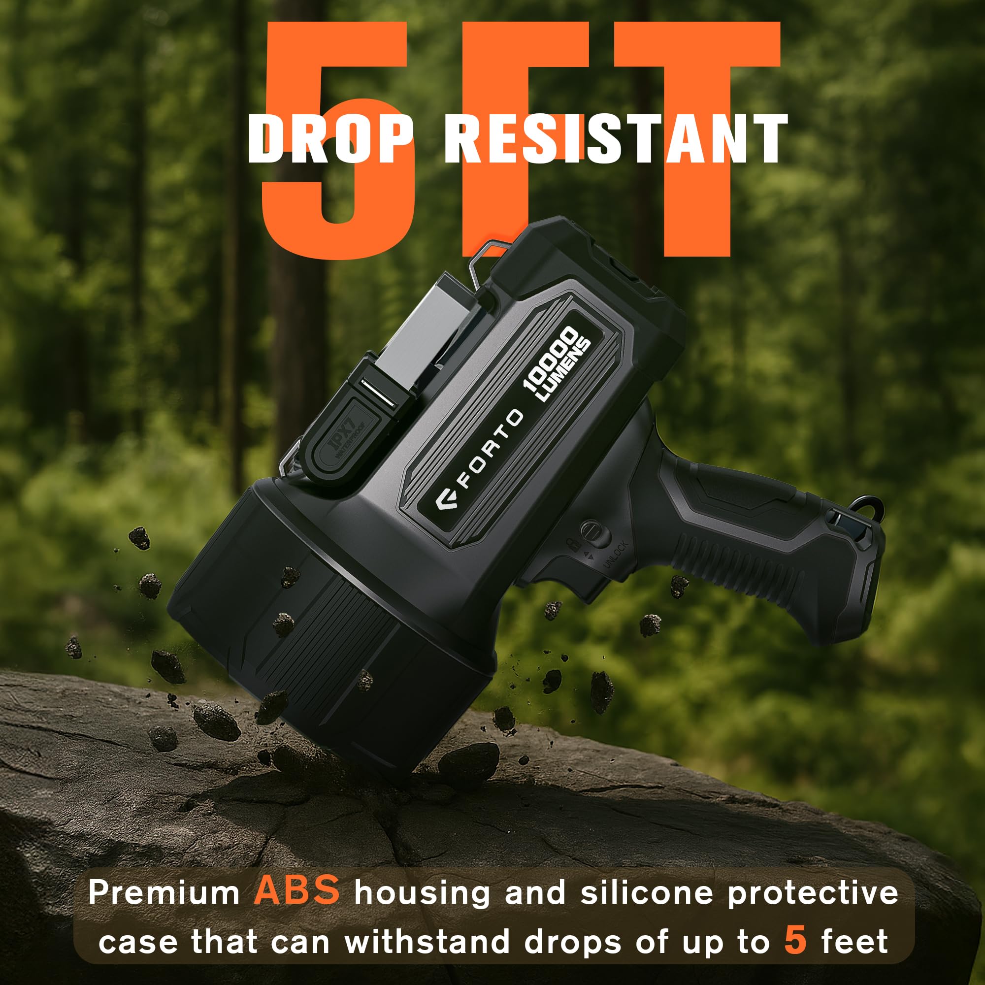 FORTO extreme beam distance of 48000 candela enables long-range visibility.