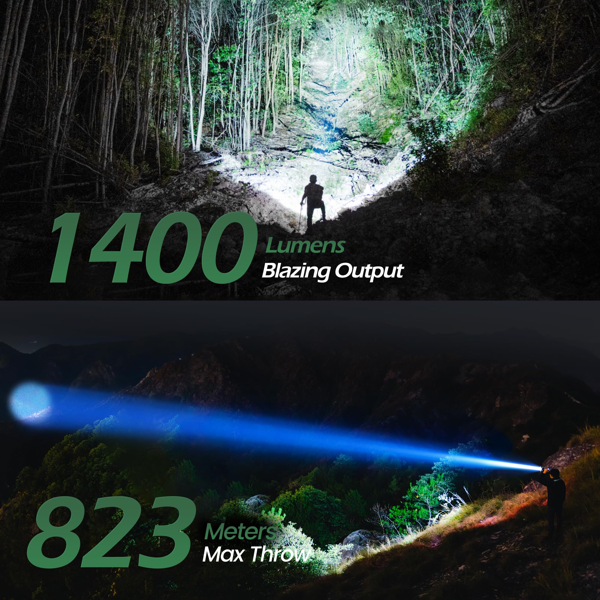 FORTO spot beam delivers 120000 candela for clear targeting in forests and trails.