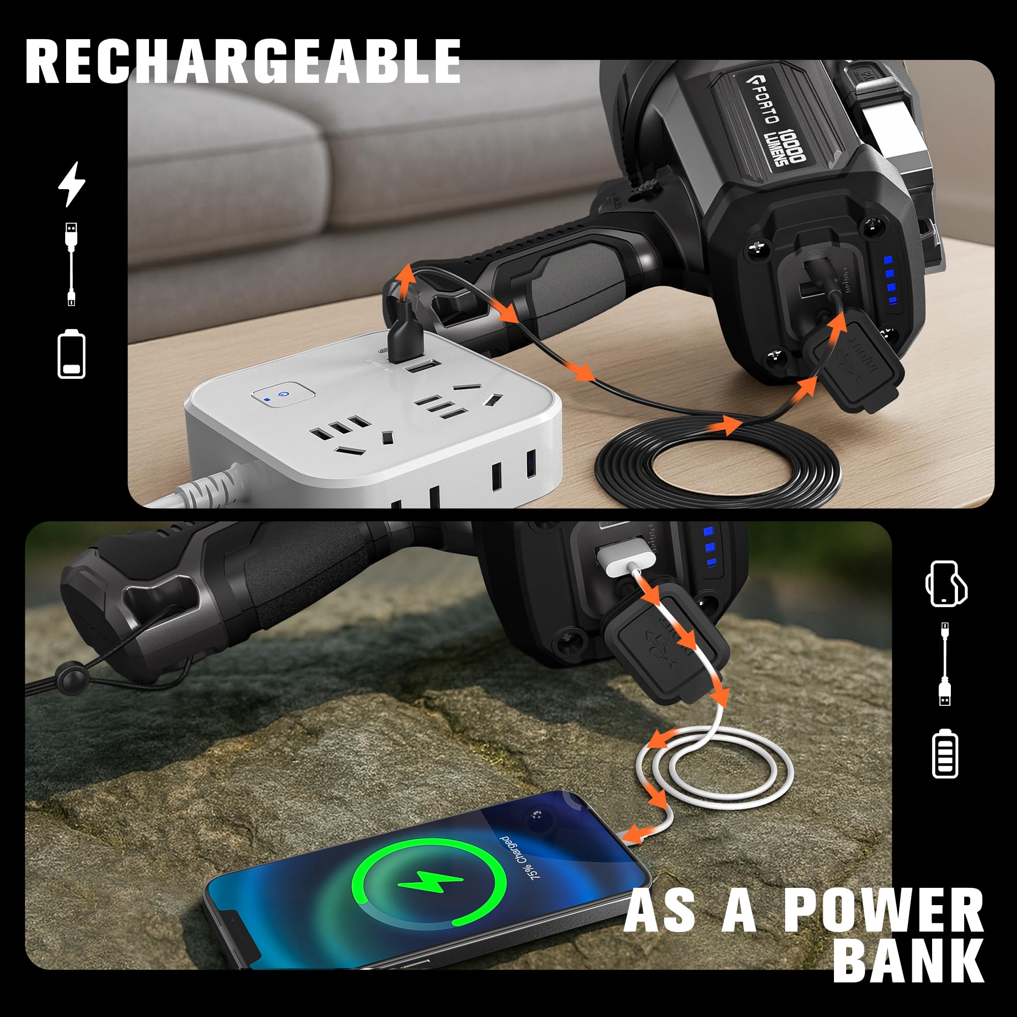 FORTO rotating stand enables hands-free setup from any angle.