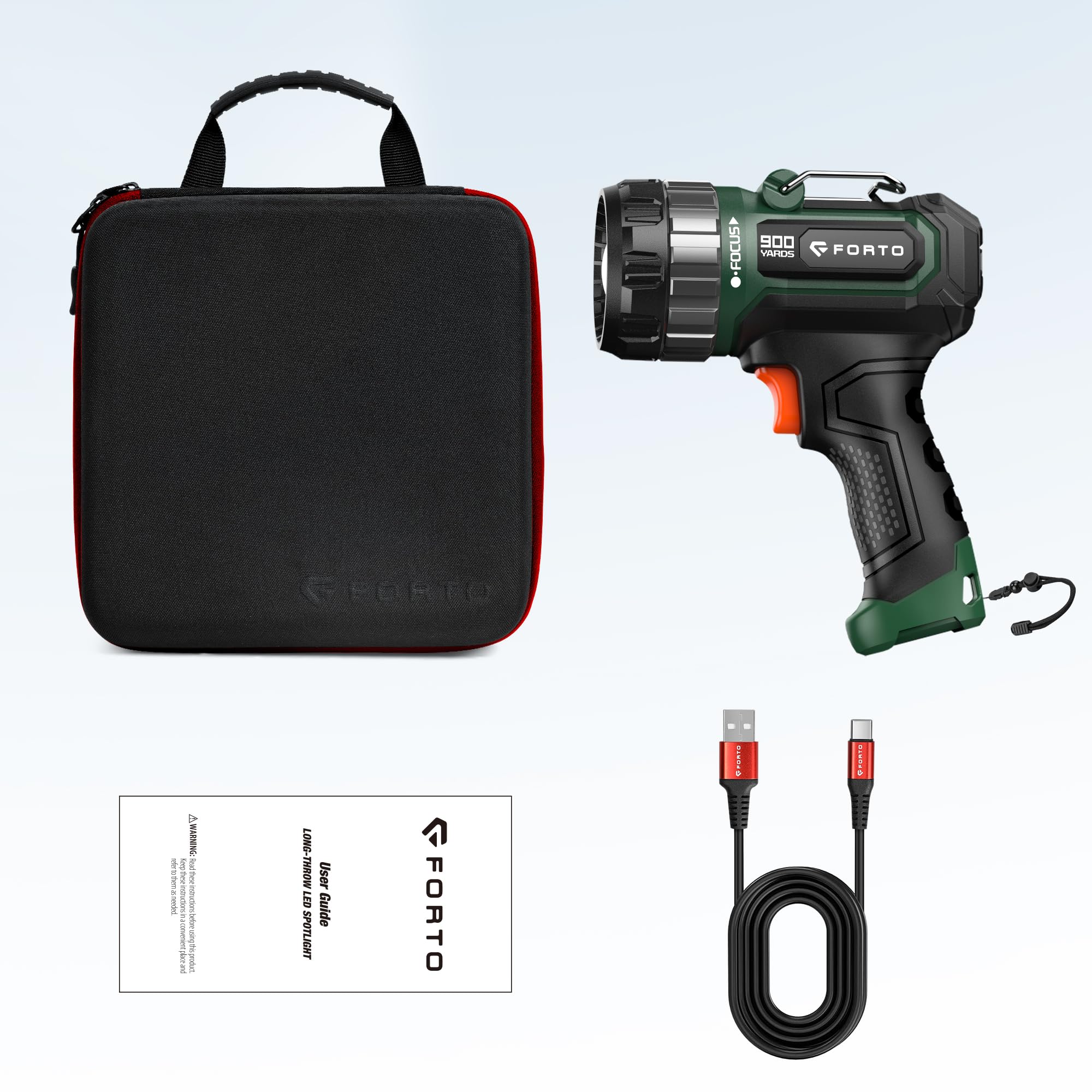 FORTO includes storage bag and stand for hands-free operation anywhere.
