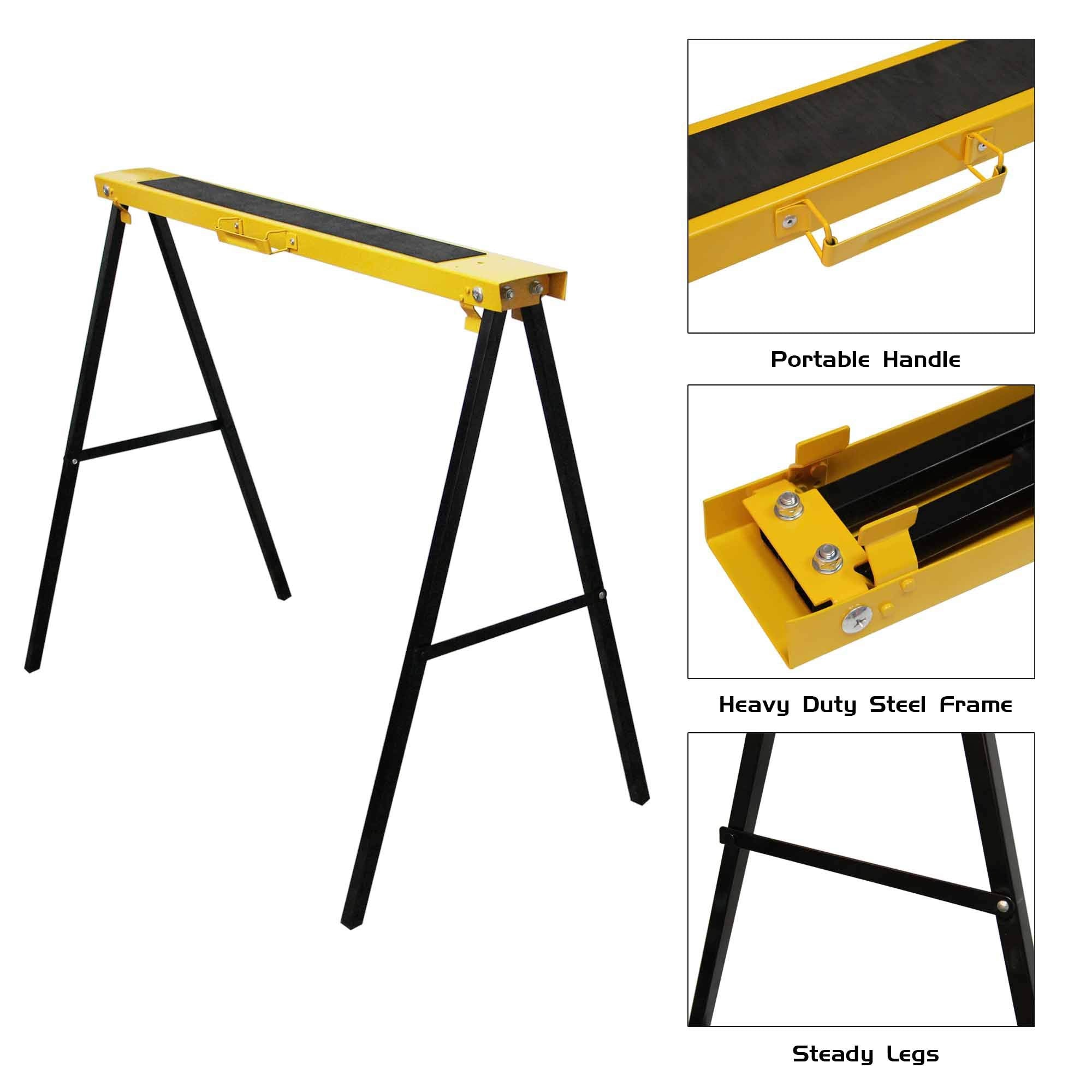FORUP heavy-duty sawhorse with a carrying handle makes moving simple on site.