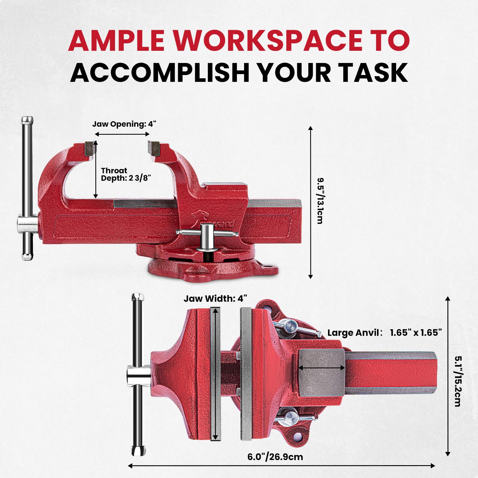 Forward 1304 4in anvil area provides a small metal surface for shaping tasks