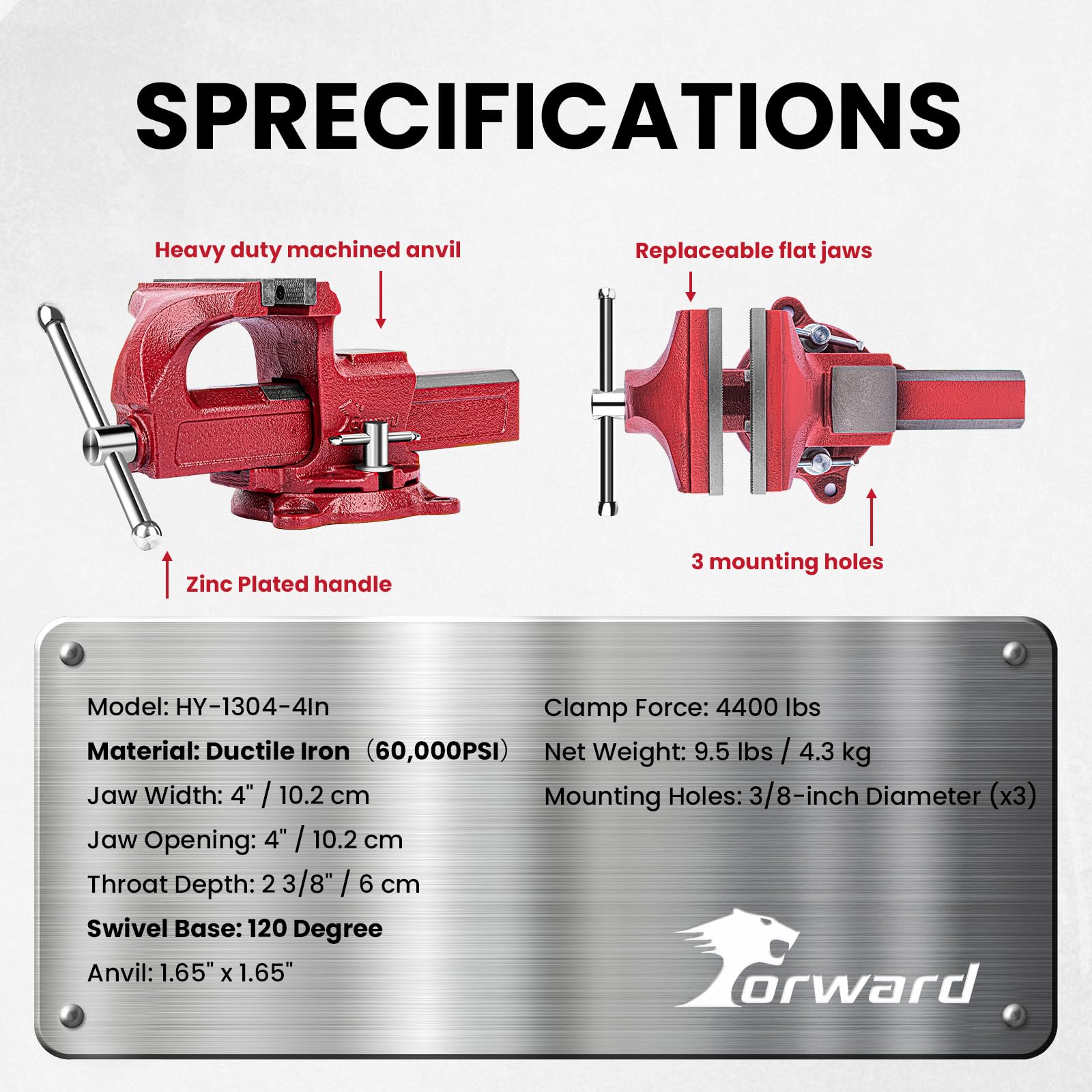 Forward 1304 4in dual locking nuts ensure stable mounting