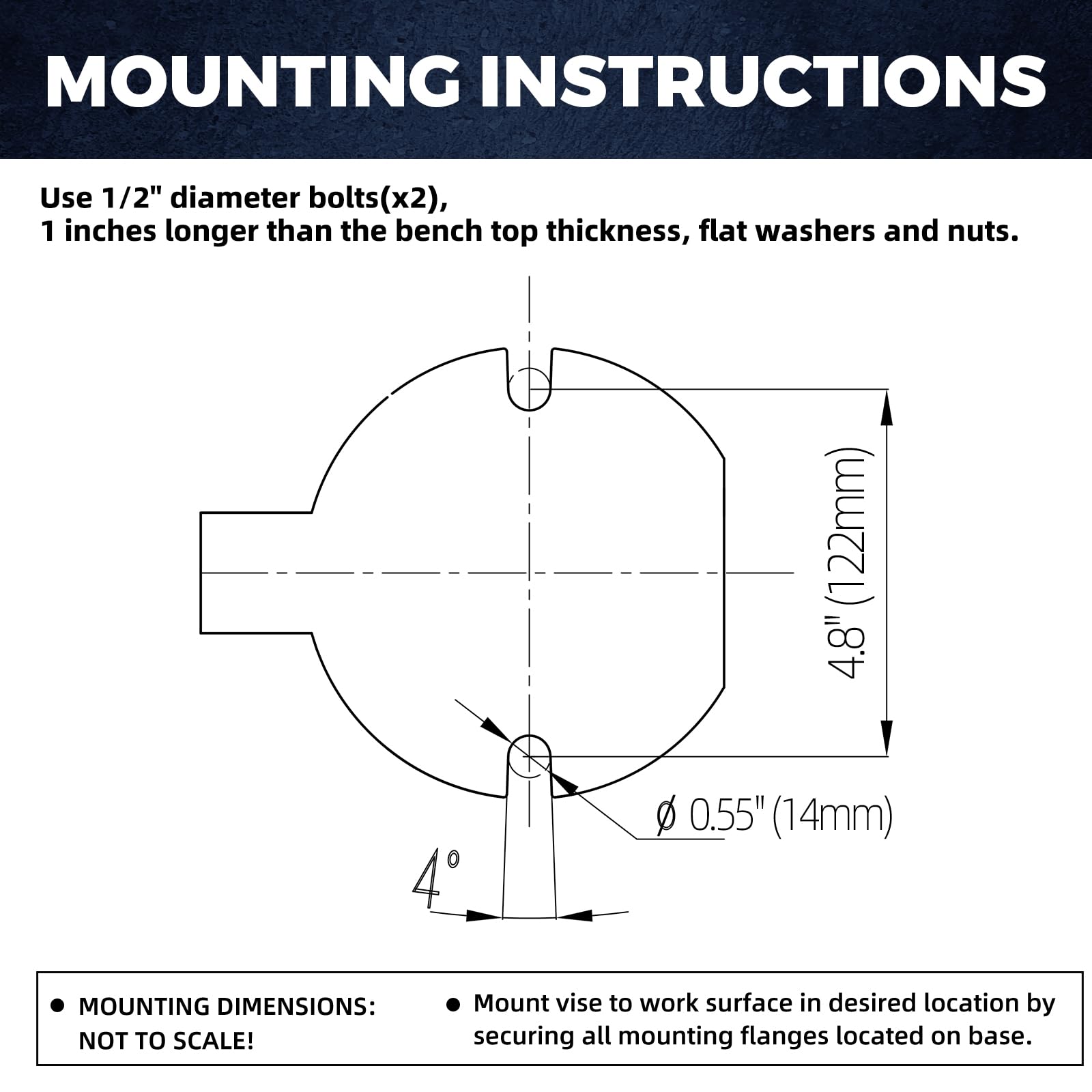 Forward 1705A base holes enable secure bench or truck mounting