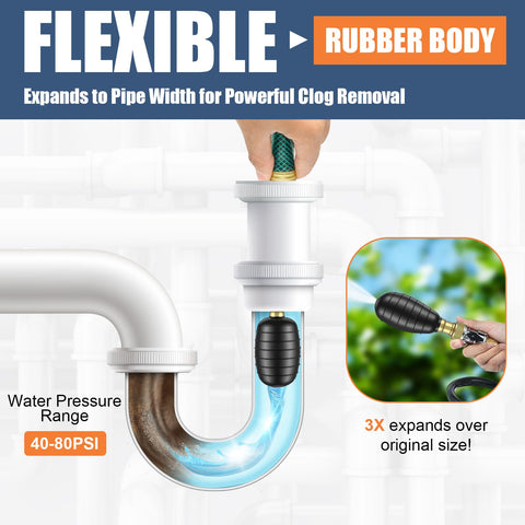 Fosenlion drain bladder large 4-6 inch tackles main drains and outdoor sewers